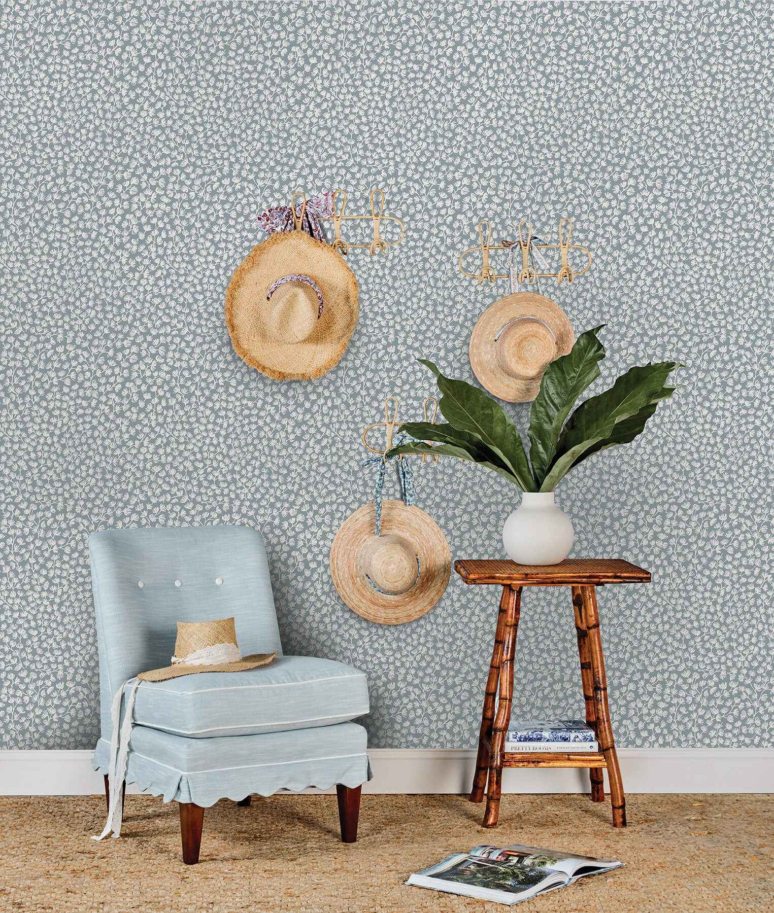 Sea Fern Slate Blue Peel and Stick Wallpaper - York Wallcoverings - SSS6305 - York Wallcoverings Wallpaper