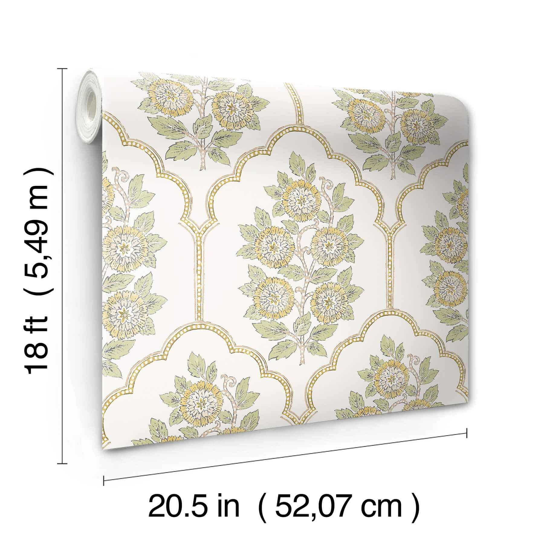 Floral Bazaar Ochre Peel and Stick Wallpaper - York Wallcoverings - SSS6313 - York Wallcoverings Wallpaper