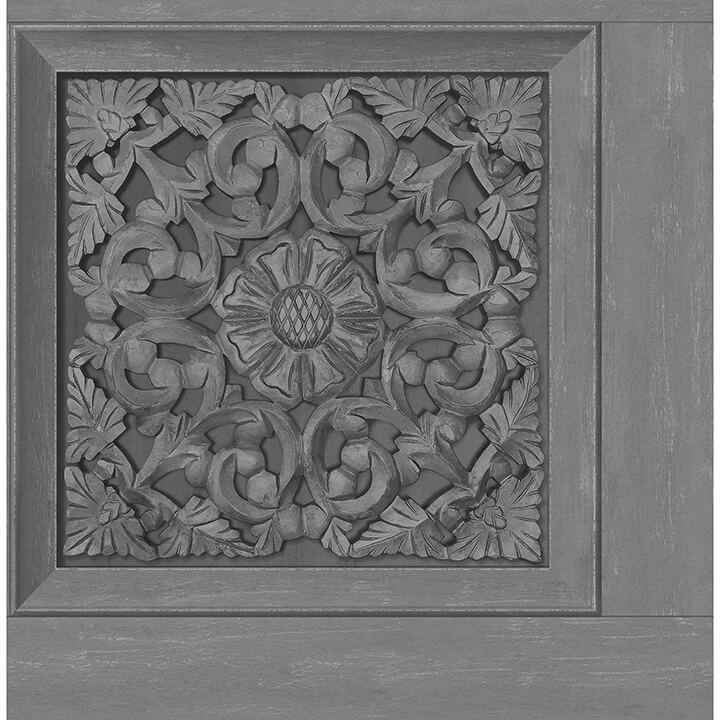 Carved Floral Grey Peel and Stick Wallpaper - York Wallcoverings - NHS6176