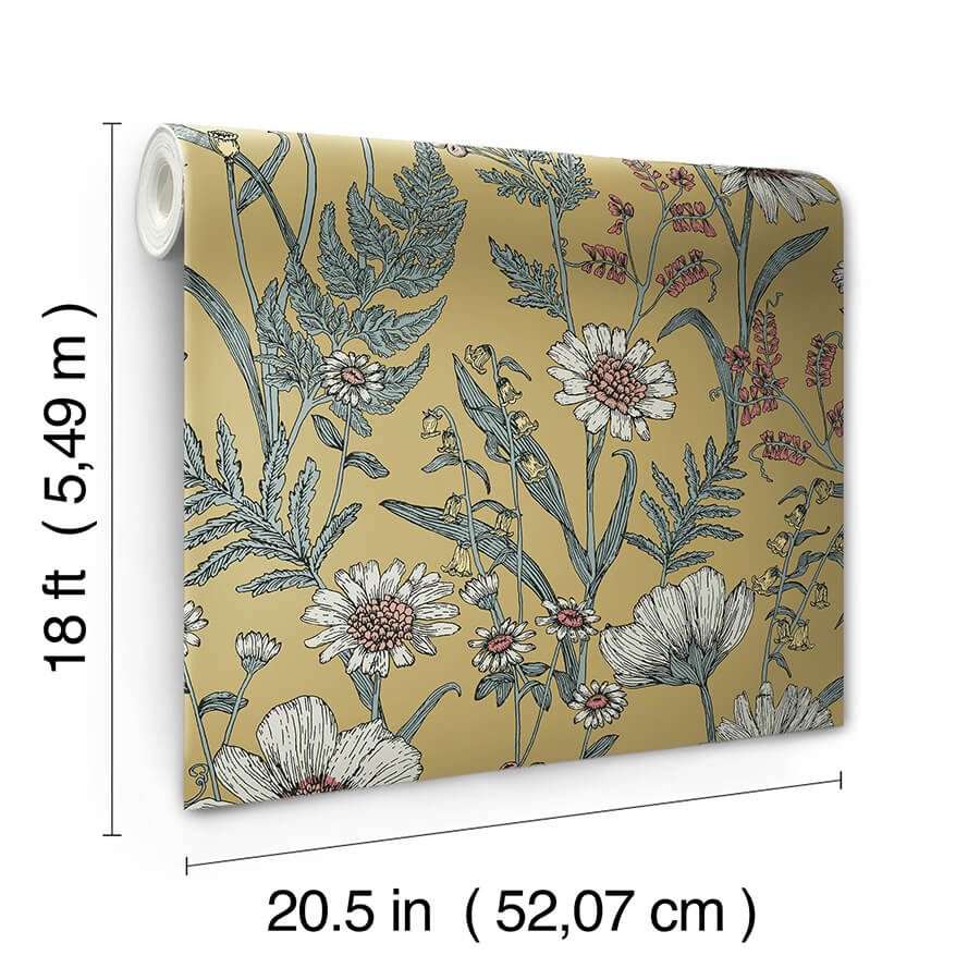 spring-meadow-yellow-peel-and-stick-wallpaper-york-wallcoverings-nhs6180 - York Wallcoverings Wallpaper
