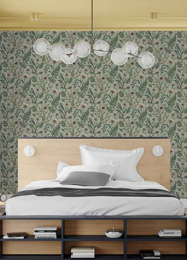 Spring Meadow Green Peel and Stick Wallpaper - York Wallcoverings - NHS6181 - York Wallcoverings Wallpaper