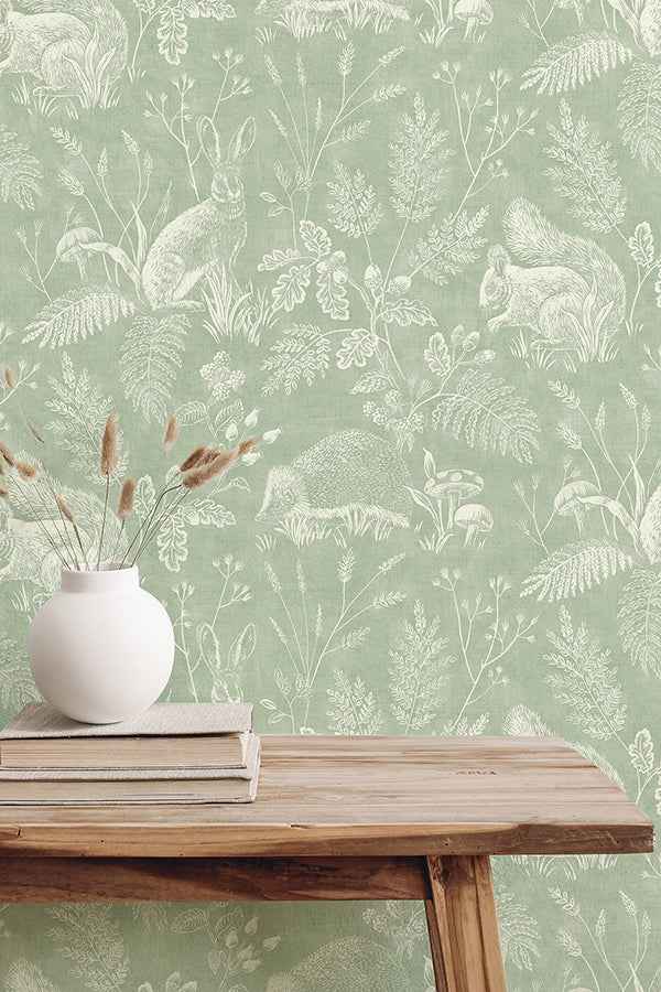 Woodland Green Toile Wallpaper - York Wallcoverings - 4164-M1801