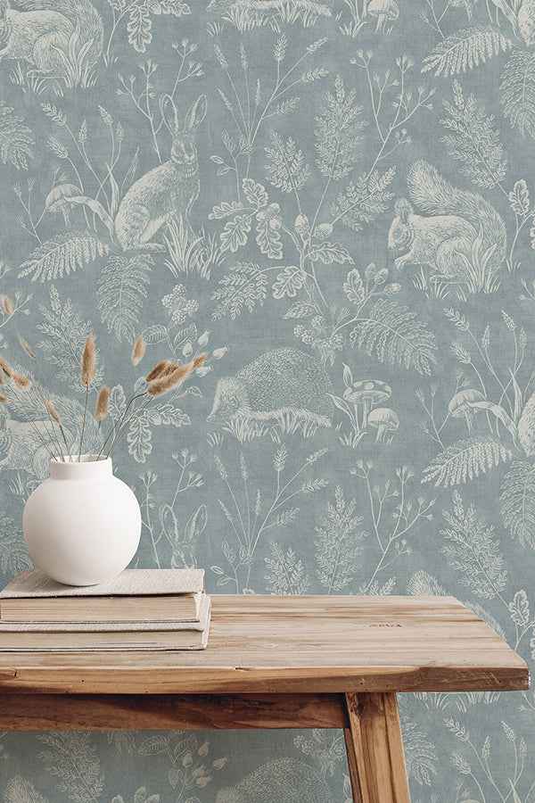 Woodland Blue Toile Wallpaper - York Wallcoverings - 4164-M1802 - York Wallcoverings Wallpaper