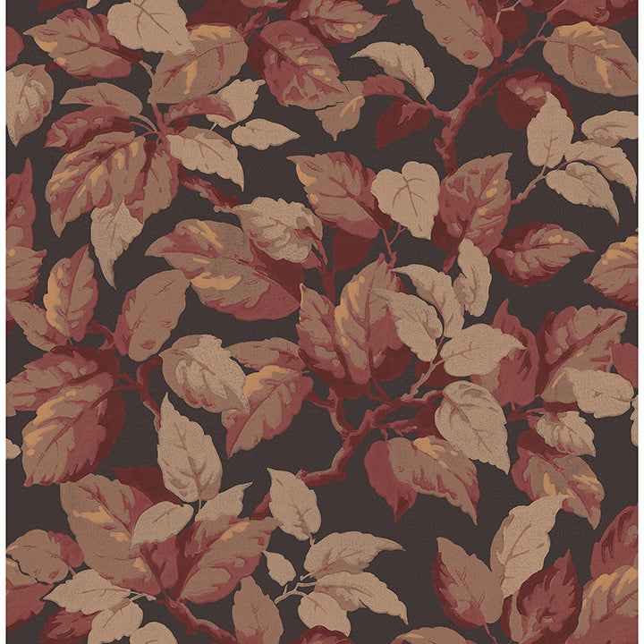 Canopy Burgundy Leaf Wallpaper - York Wallcoverings - 4164-M1805 - York Wallcoverings Wallpaper