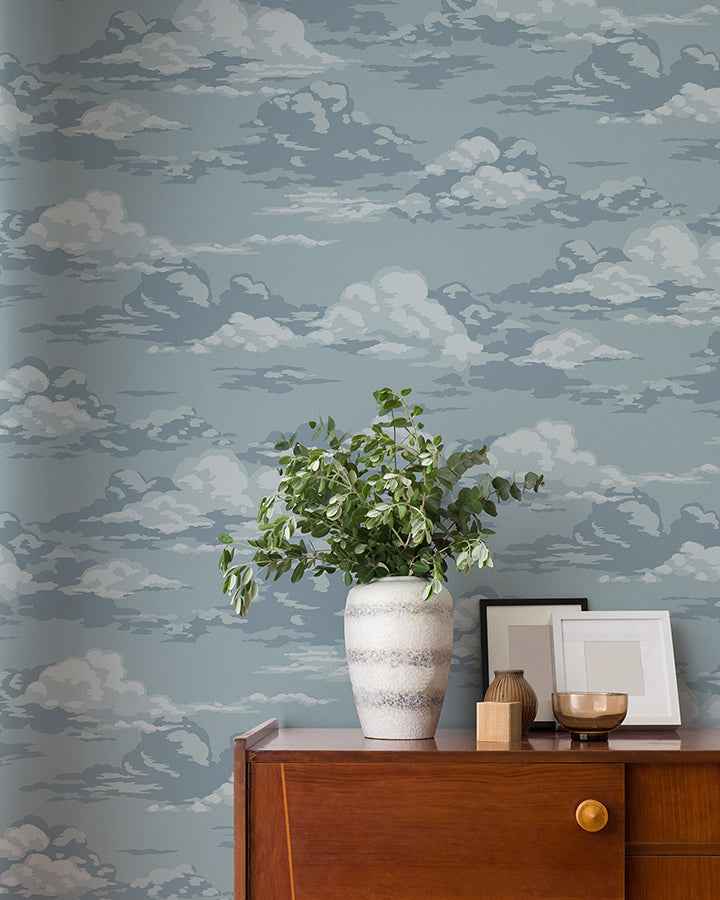Cumulus Blue Clouds Wallpaper - York Wallcoverings - 4164-M1808 - York Wallcoverings Wallpaper