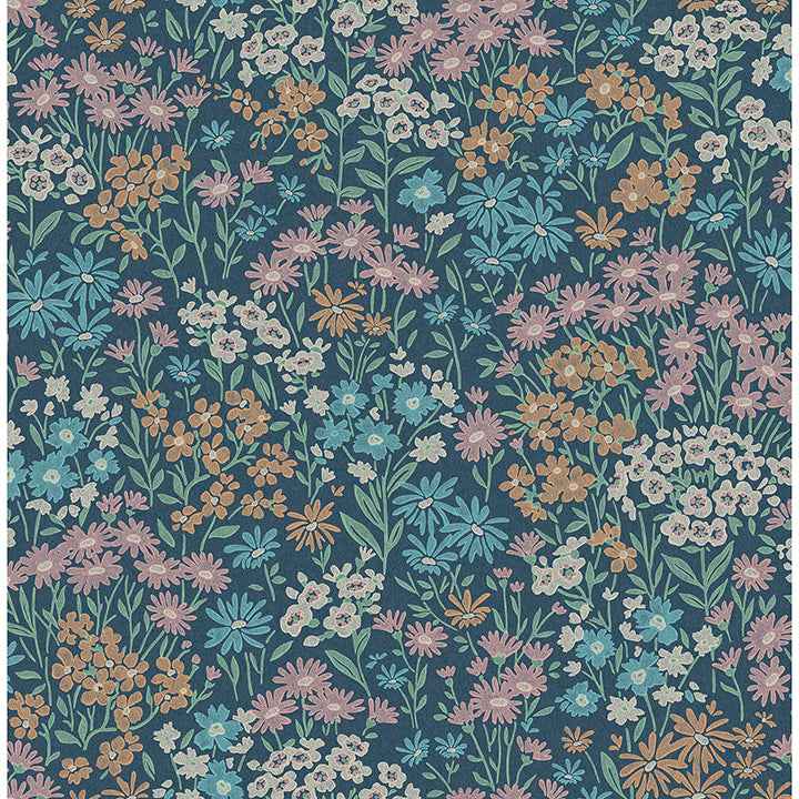 Ditsy Dark Blue Daisies Wallpaper - York Wallcoverings - 4164-M1813