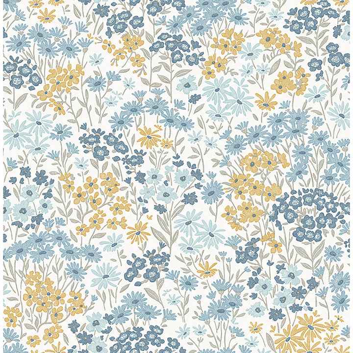 Ditsy Light Blue Daisies Wallpaper - York Wallcoverings - 4164-M1814
