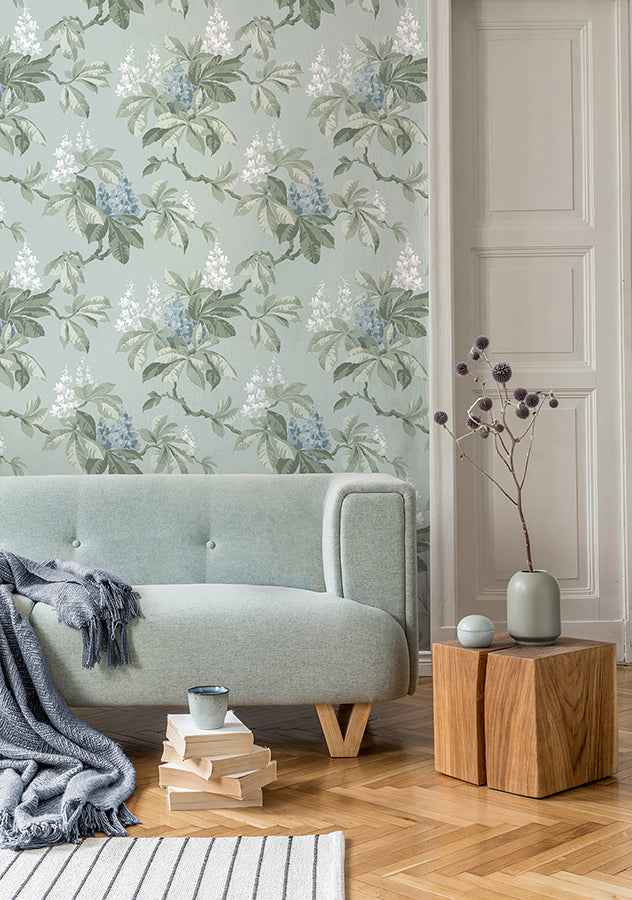 Chestnut Blue Floral Wallpaper - York Wallcoverings - 4164-M1819 - York Wallcoverings Wallpaper