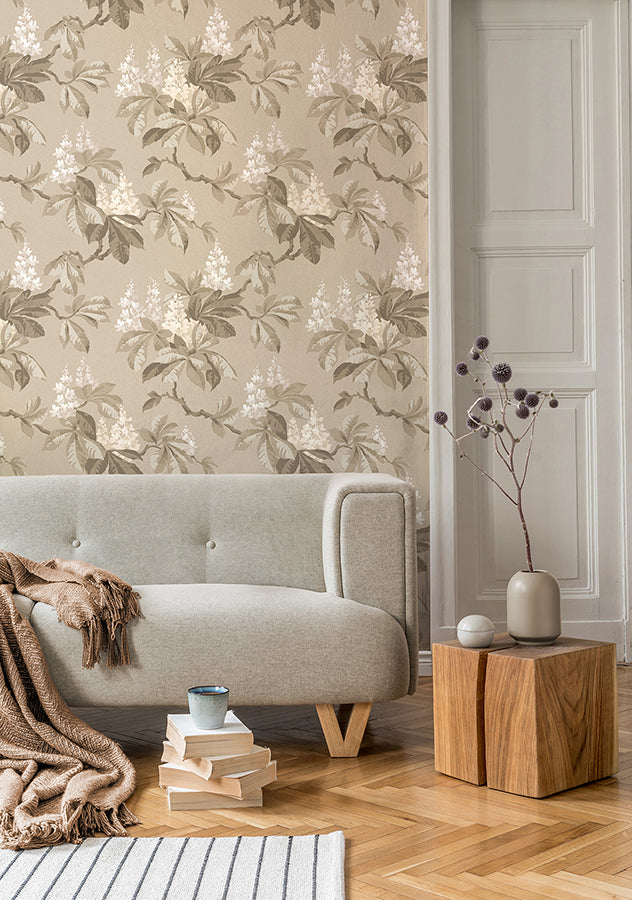 chestnut-beige-floral-wallpaper-york-wallcoverings-4164-m1820 - York Wallcoverings Wallpaper