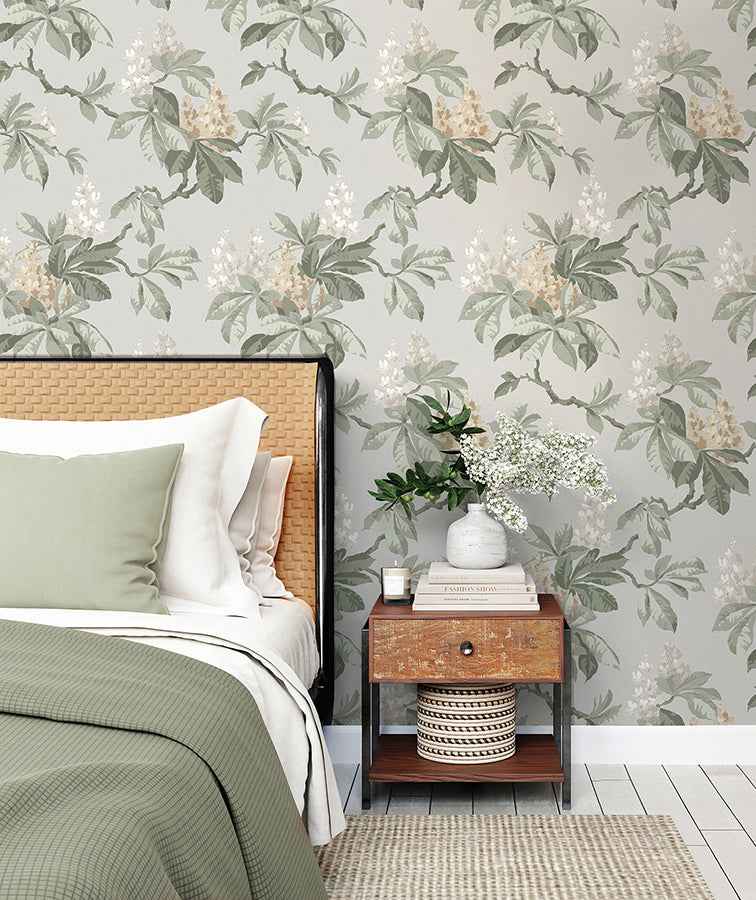 Chestnut Grey Floral Wallpaper - York Wallcoverings - 4164-M1821 - York Wallcoverings Wallpaper
