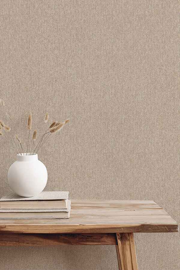 Herringbone Neutral Tweed Wallpaper - York Wallcoverings - 4164-M1825 - York Wallcoverings Wallpaper