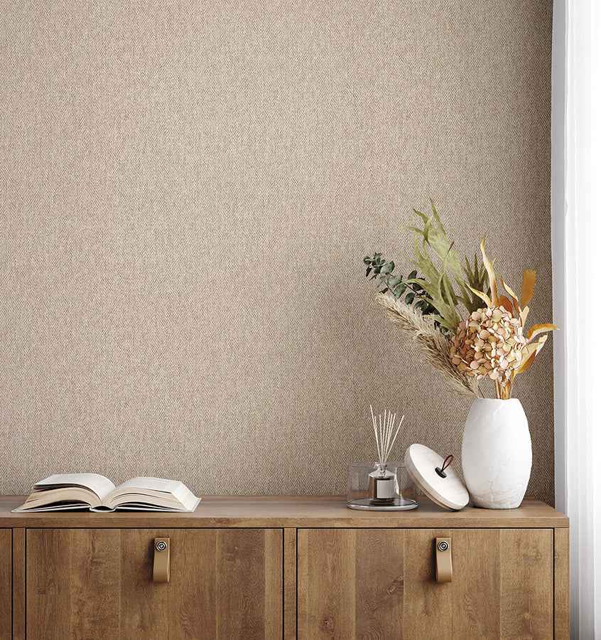 Herringbone Neutral Tweed Wallpaper - York Wallcoverings - 4164-M1825 - York Wallcoverings Wallpaper