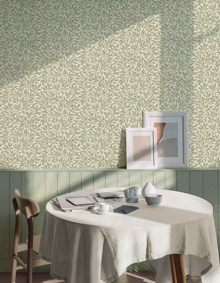 Winter Berry Green Vine Wallpaper - York Wallcoverings - 4164-M1840 - York Wallcoverings Wallpaper