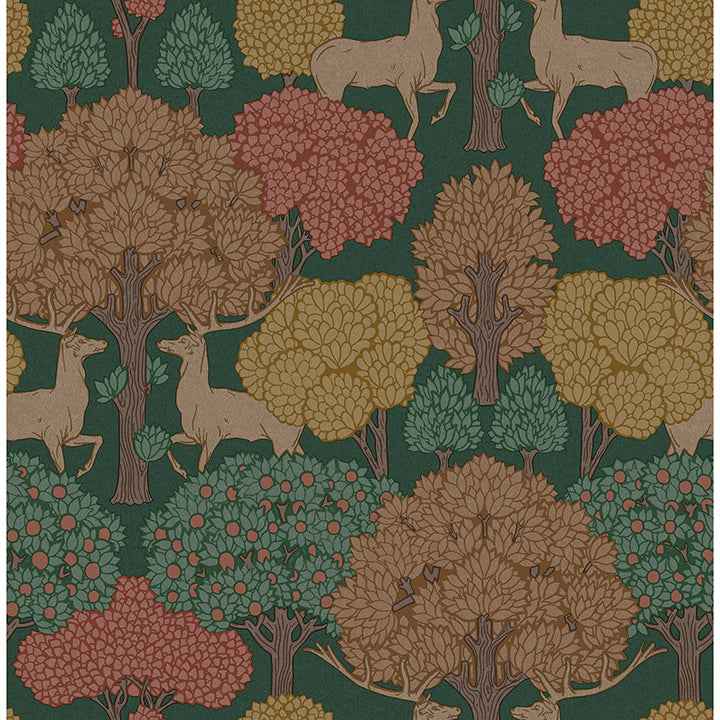 Forest of Arden Green Deer Wallpaper - York Wallcoverings - 4164-M1849