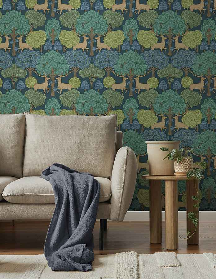 Forest of Arden Blue Deer Wallpaper - York Wallcoverings - 4164-M1850 - York Wallcoverings Wallpaper