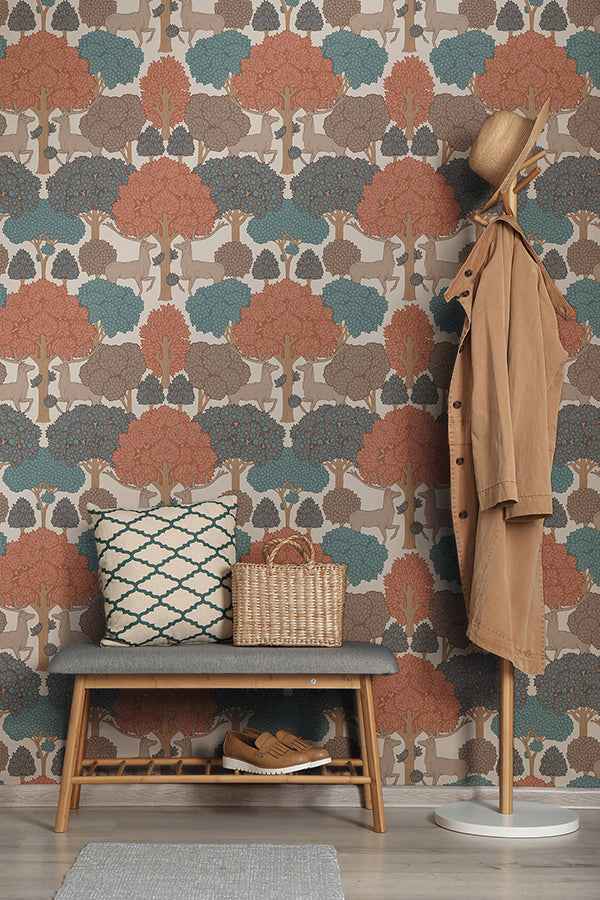 Forest of Arden Apricot Deer Wallpaper - York Wallcoverings - 4164-M1851 - York Wallcoverings Wallpaper