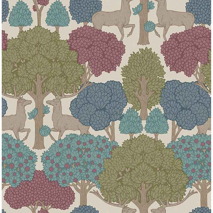 Forest of Arden Merlot Deer Wallpaper - York Wallcoverings - 4164-M1852