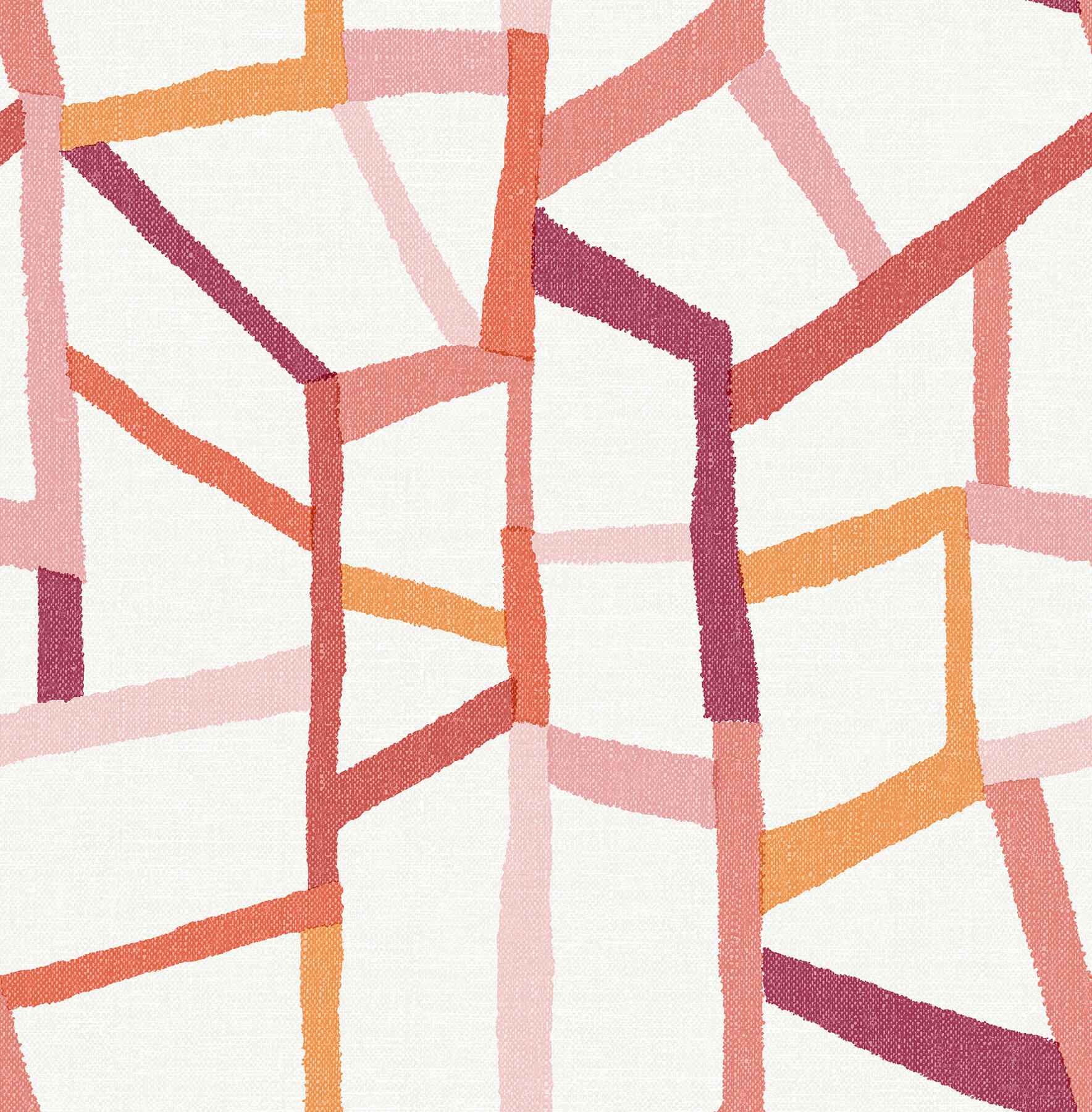 Tate Pink Geometric Linen Wallpaper - York Wallcoverings - 2903-25846 - York Wallcoverings Wallpaper
