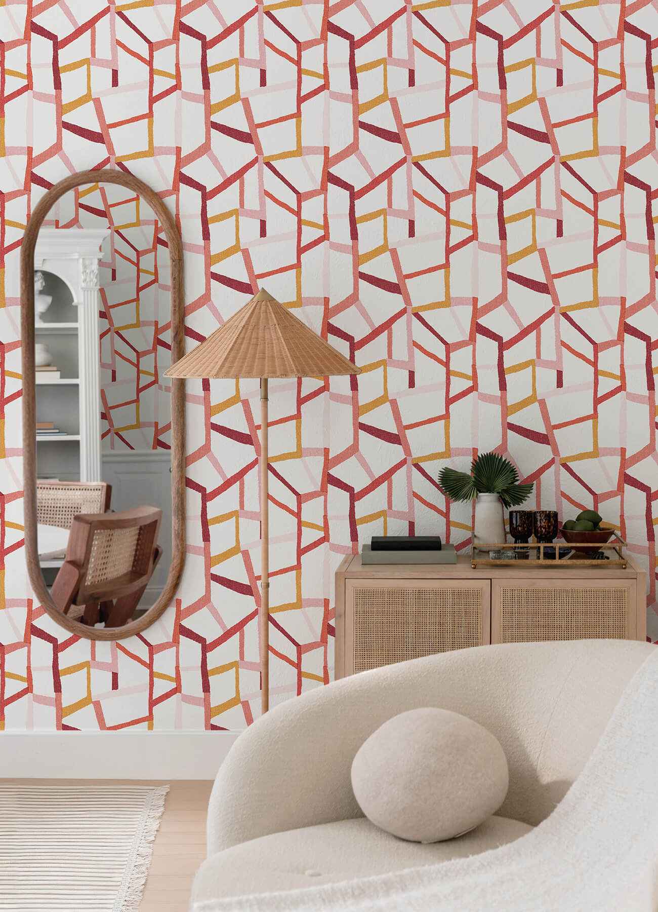 Tate Pink Geometric Linen Wallpaper - York Wallcoverings - 2903-25846 - York Wallcoverings Wallpaper