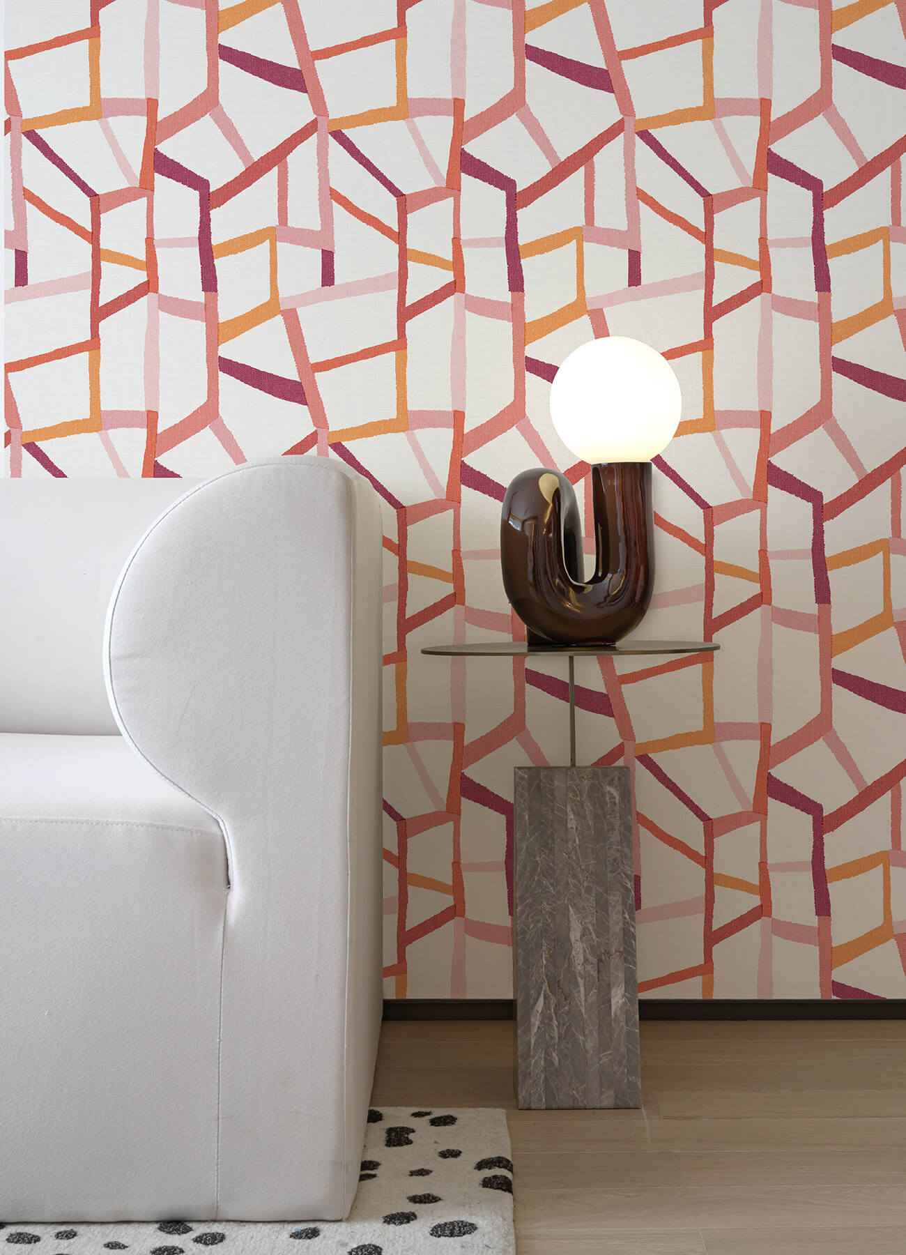Tate Pink Geometric Linen Wallpaper - York Wallcoverings - 2903-25846 - York Wallcoverings Wallpaper