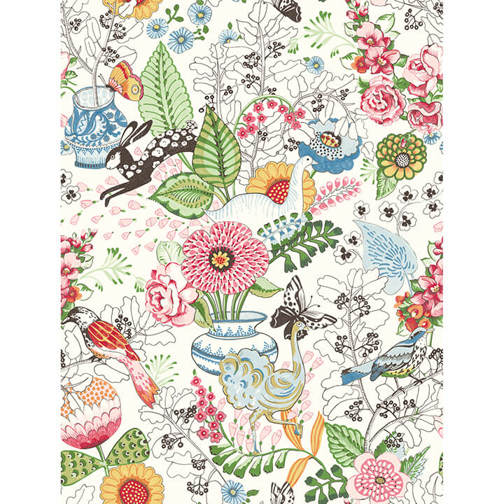 whimsy-multicolor-fauna-wallpaper-york-wallcoverings-4135-12801 - York Wallcoverings Wallpaper