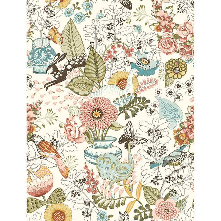 whimsy-pink-fauna-wallpaper-york-wallcoverings-4135-12802 - York Wallcoverings Wallpaper