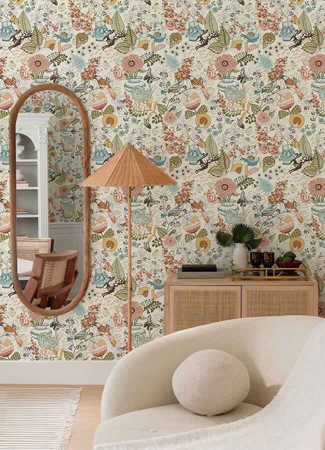 Whimsy Pink Fauna Wallpaper - York Wallcoverings - 4135-12802 - York Wallcoverings Wallpaper