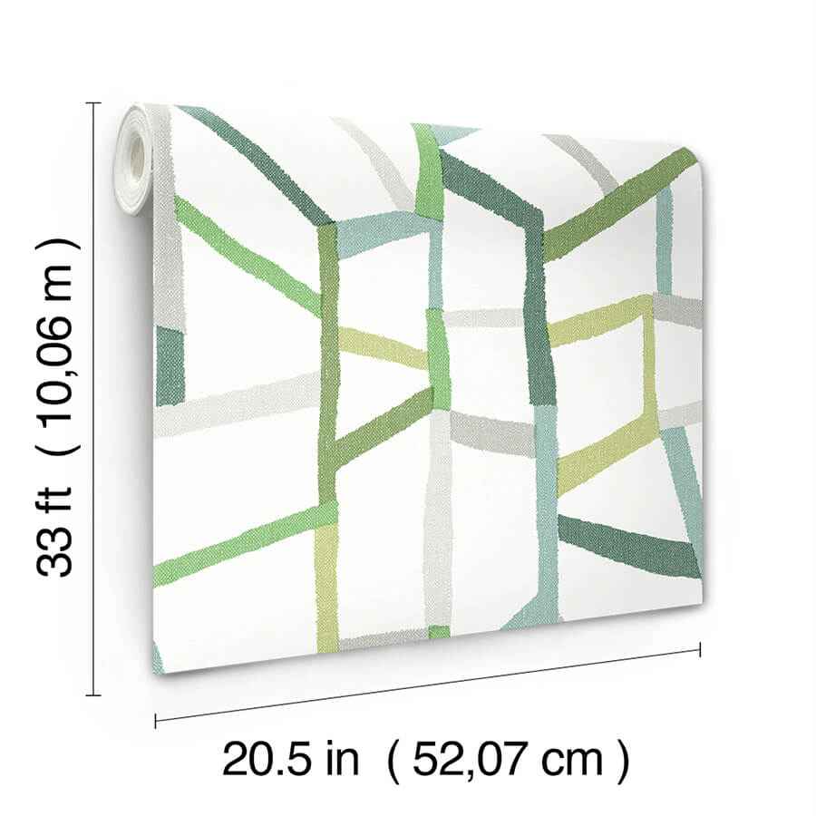Tate Green Geometric Linen Wallpaper - York Wallcoverings - 4135-25847 - York Wallcoverings Wallpaper