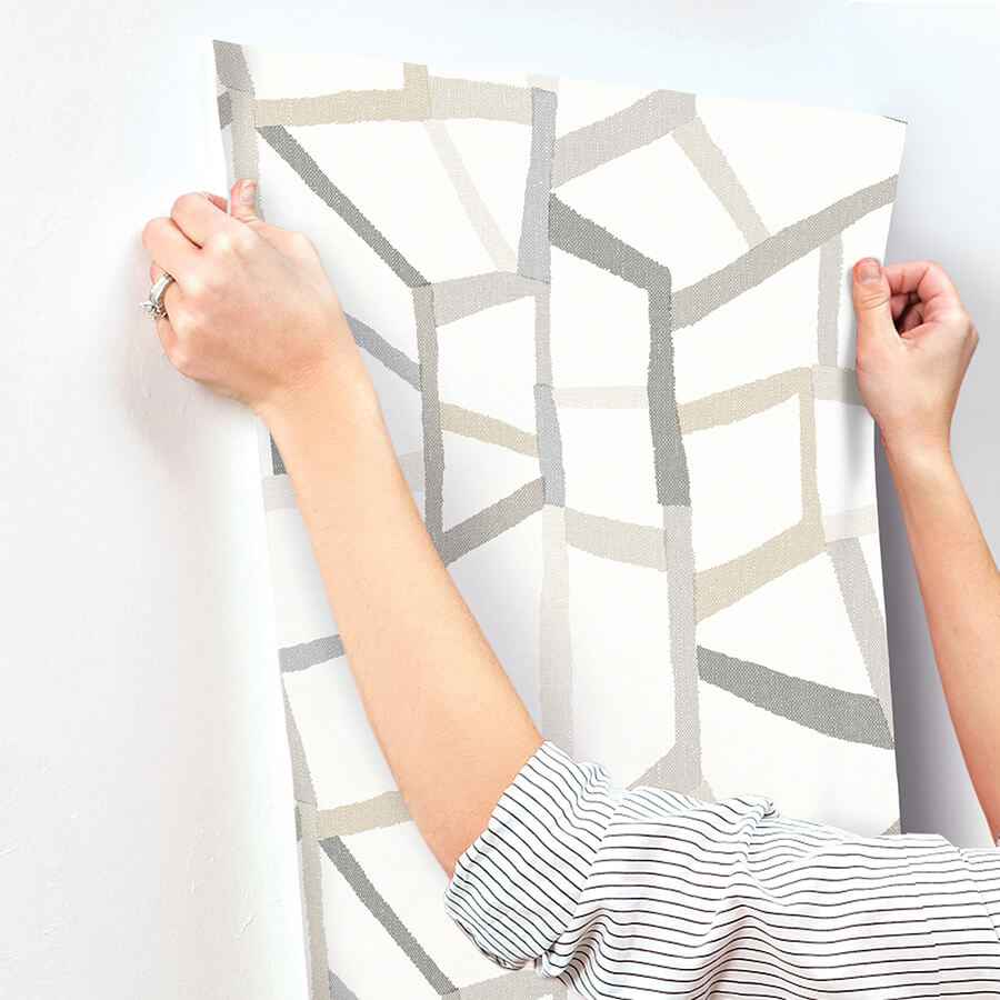 Tate Grey Geometric Linen Wallpaper - York Wallcoverings - 4135-25848 - York Wallcoverings Wallpaper