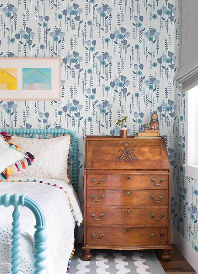 Mabel Blue Floral Field Wallpaper - York Wallcoverings - 4135-27274 - York Wallcoverings Wallpaper