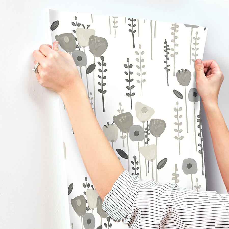 Mabel Grey Floral Field Wallpaper - York Wallcoverings - 4135-27277 - York Wallcoverings Wallpaper