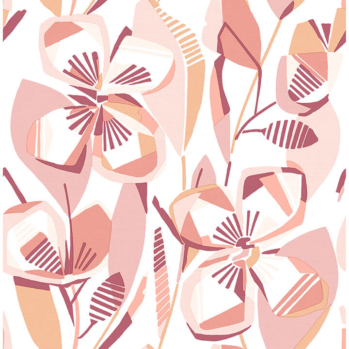nathalie-coral-abstract-blooms-wallpaper-york-wallcoverings-4135-27279 - York Wallcoverings Wallpaper