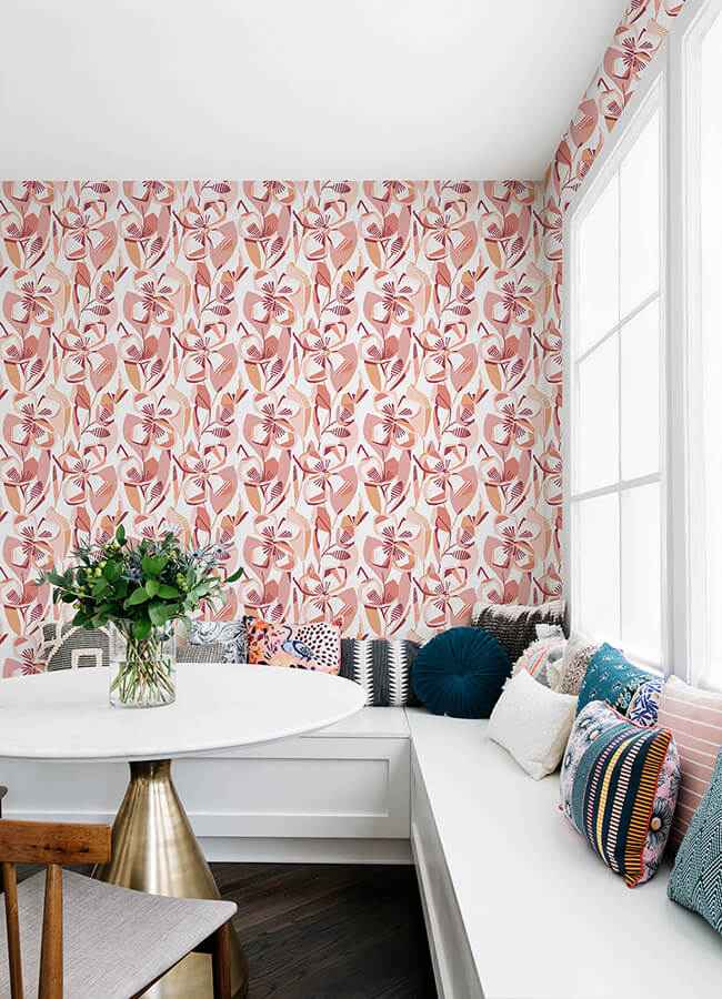 Nathalie Coral Abstract Blooms Wallpaper - York Wallcoverings - 4135-27279 - York Wallcoverings Wallpaper