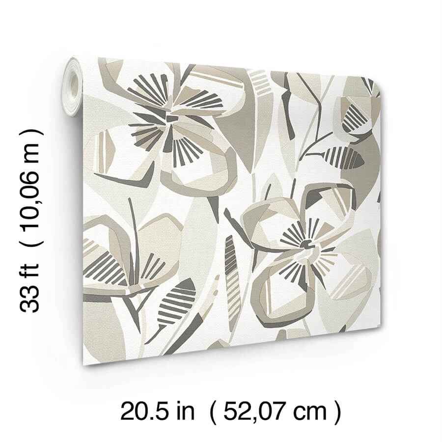 Nathalie Beige Abstract Blooms Wallpaper - York Wallcoverings - 4135-27280 - York Wallcoverings Wallpaper