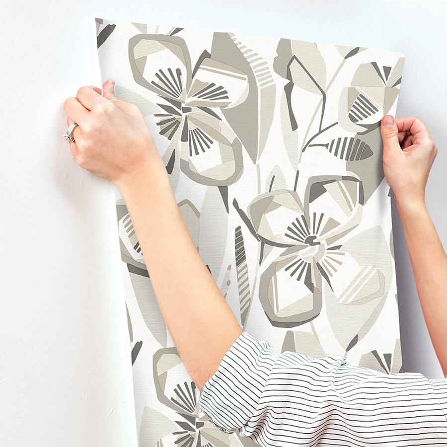 Nathalie Beige Abstract Blooms Wallpaper - York Wallcoverings - 4135-27280 - York Wallcoverings Wallpaper