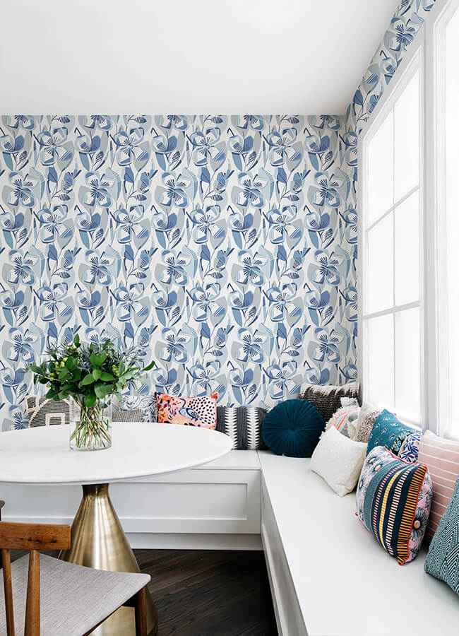Nathalie Blue Abstract Blooms Wallpaper - York Wallcoverings - 4135-27281 - York Wallcoverings Wallpaper