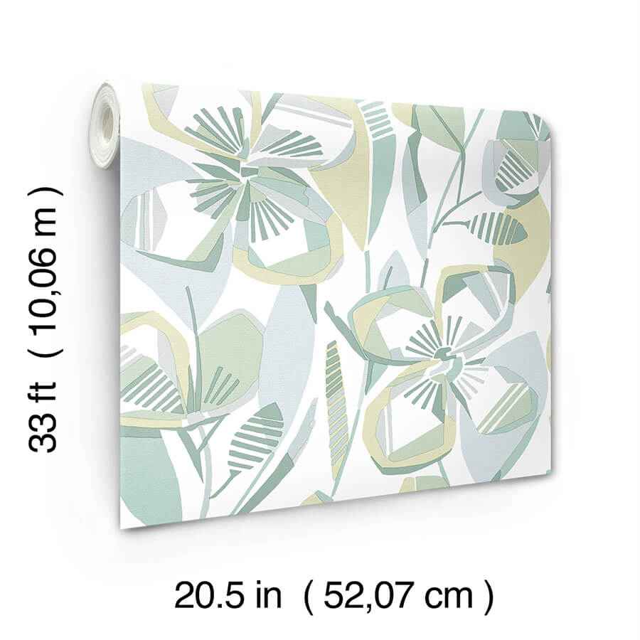 Nathalie Light Green Abstract Blooms Wallpaper - York Wallcoverings - 4135-27282 - York Wallcoverings Wallpaper
