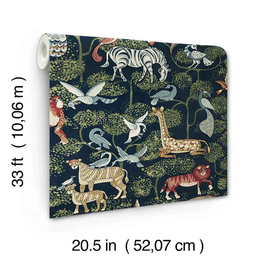 Rigby Navy Jungle Animals Wallpaper - York Wallcoverings - 4135-27285 - York Wallcoverings Wallpaper