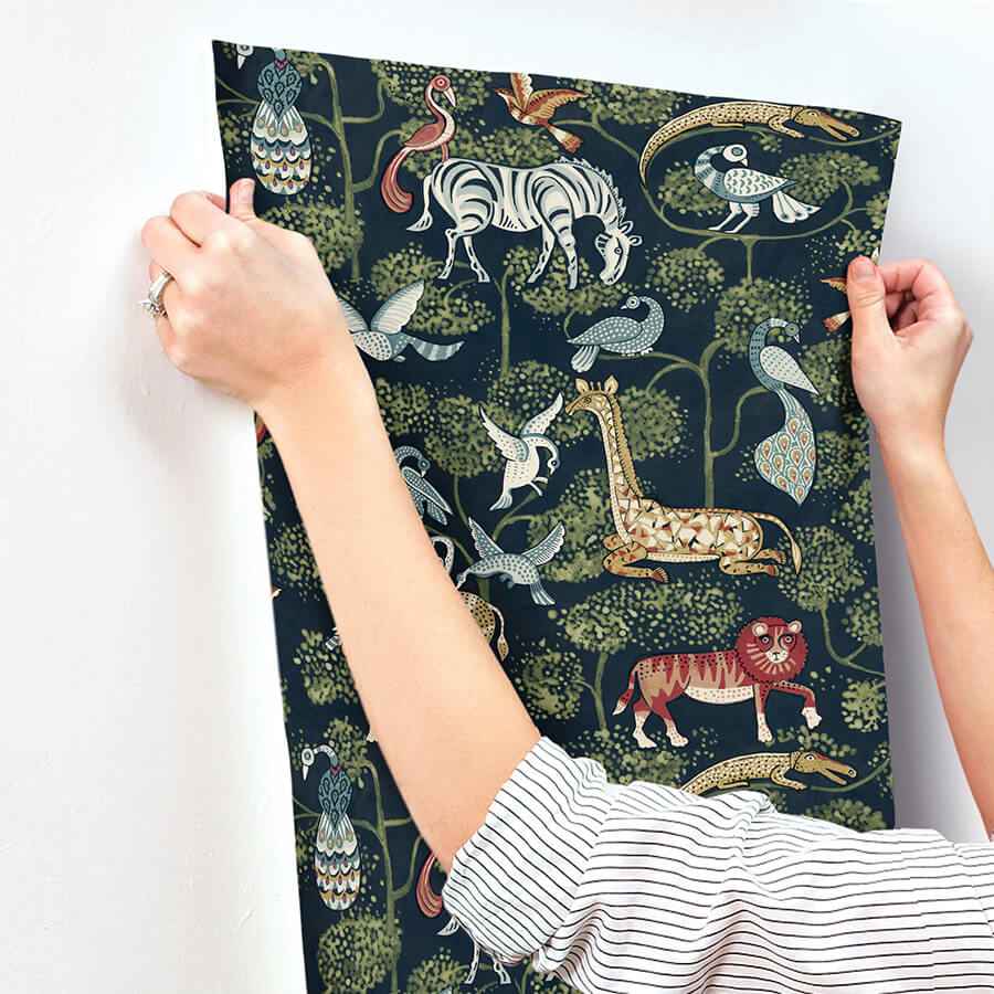 Rigby Navy Jungle Animals Wallpaper - York Wallcoverings - 4135-27285 - York Wallcoverings Wallpaper