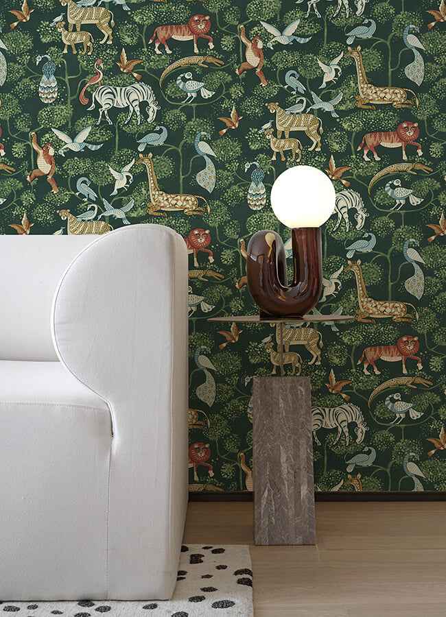 Rigby Green Jungle Animals Wallpaper - York Wallcoverings - 4135-27286 - York Wallcoverings Wallpaper