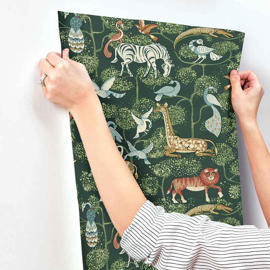 Rigby Green Jungle Animals Wallpaper - York Wallcoverings - 4135-27286 - York Wallcoverings Wallpaper
