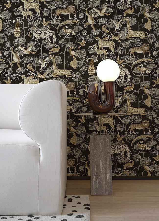 Rigby Black Jungle Animals Wallpaper - York Wallcoverings - 4135-27287 - York Wallcoverings Wallpaper