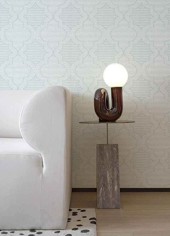 Ernest Blue Quilted Quatrefoil Wallpaper - York Wallcoverings - 4135-27289