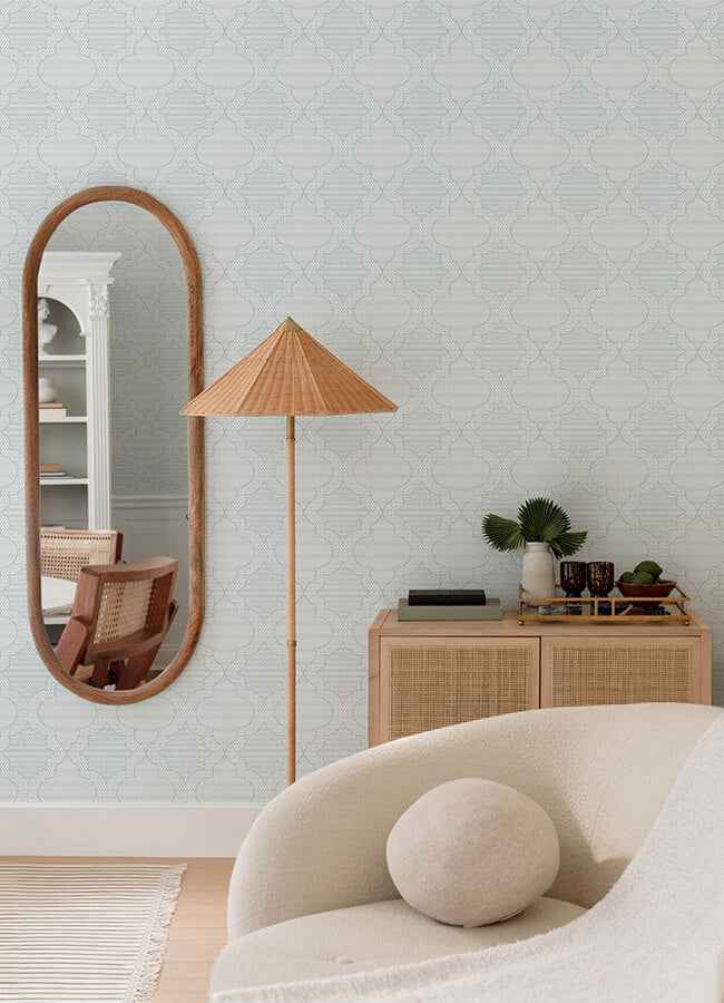 Ernest Blue Quilted Quatrefoil Wallpaper - York Wallcoverings - 4135-27289 - York Wallcoverings Wallpaper