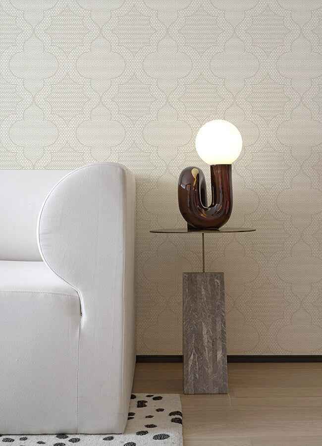 Ernest Taupe Quilted Quatrefoil Wallpaper - York Wallcoverings - 4135-27291 - York Wallcoverings Wallpaper