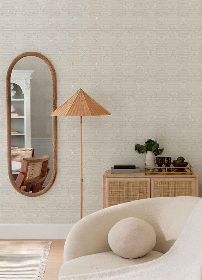 Ernest Taupe Quilted Quatrefoil Wallpaper - York Wallcoverings - 4135-27291 - York Wallcoverings Wallpaper