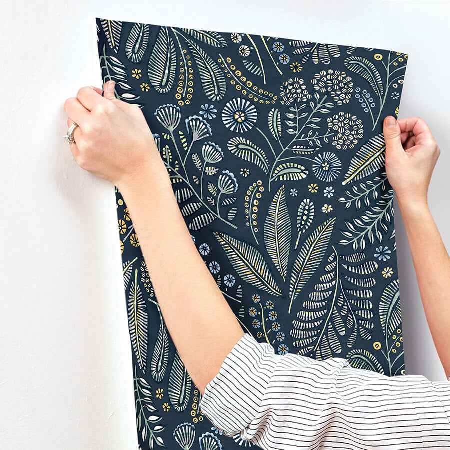 Briar Navy Floral Wallpaper - York Wallcoverings - 4135-27293 - York Wallcoverings Wallpaper