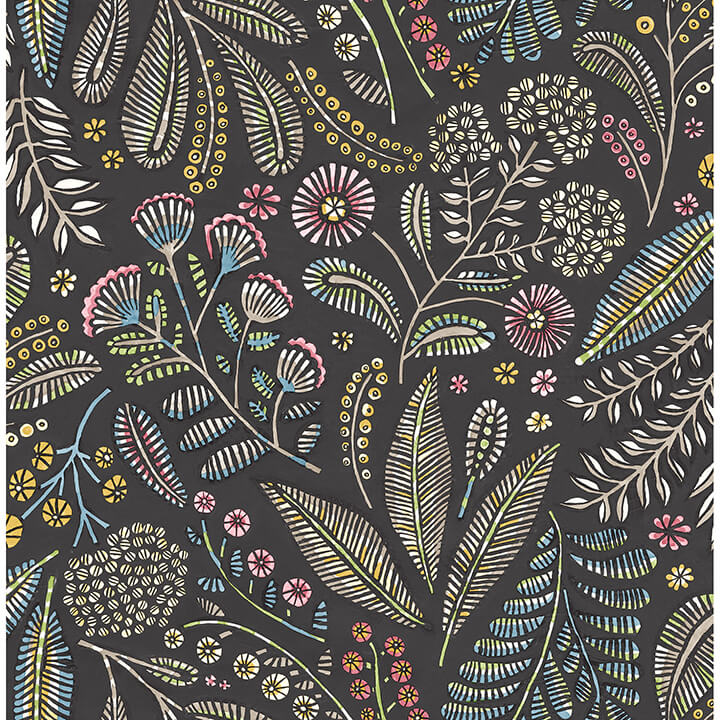 briar-charcoal-floral-wallpaper-york-wallcoverings-4135-27294 - York Wallcoverings Wallpaper