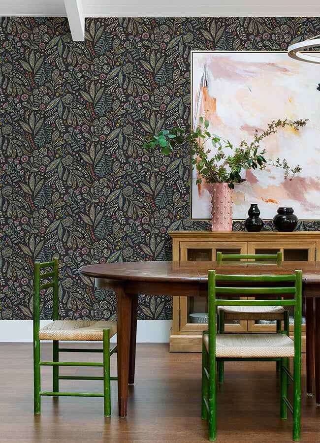Briar Charcoal Floral Wallpaper - York Wallcoverings - 4135-27294 - York Wallcoverings Wallpaper