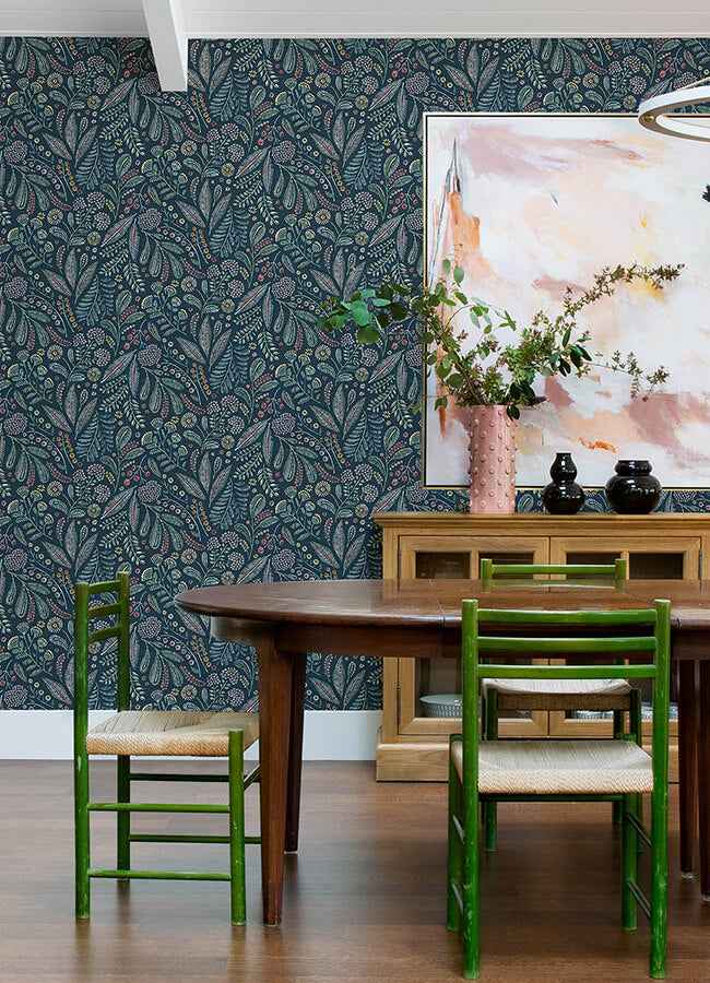 Briar Teal Floral Wallpaper - York Wallcoverings - 4135-27295 - York Wallcoverings Wallpaper